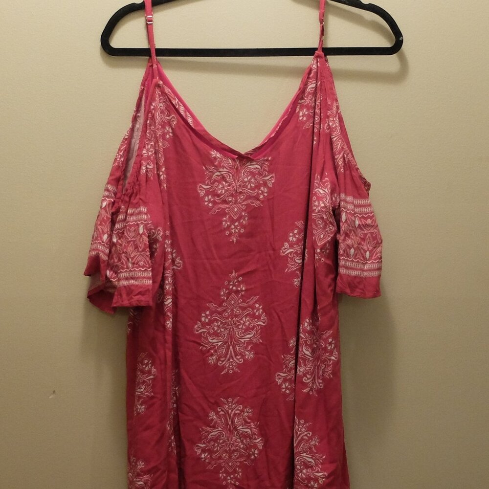 Cold-shoulder bandana print dress